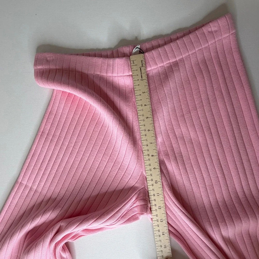 NWT Avara Wishlist Brianna Pink Ribbed Knit Pants Large Stretch Comfy‎ Lounge